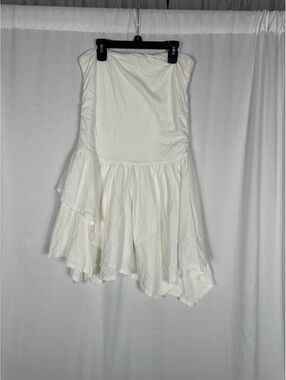 Aerie White Strapless Asymmetrical Dress Large